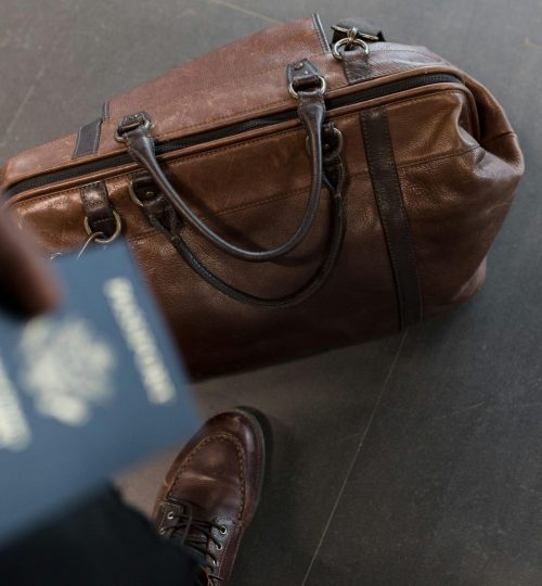 Brown Leather Duffel Bag